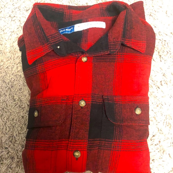 BNWT Old Navy Red Buffalo Plaid Button Up Medium Shirt - Picture 4 of 5